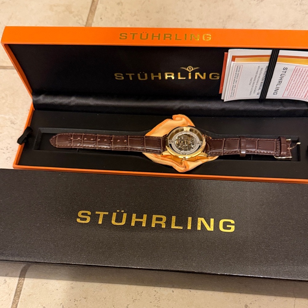 Stuhrling Original Brown and Gold Watch